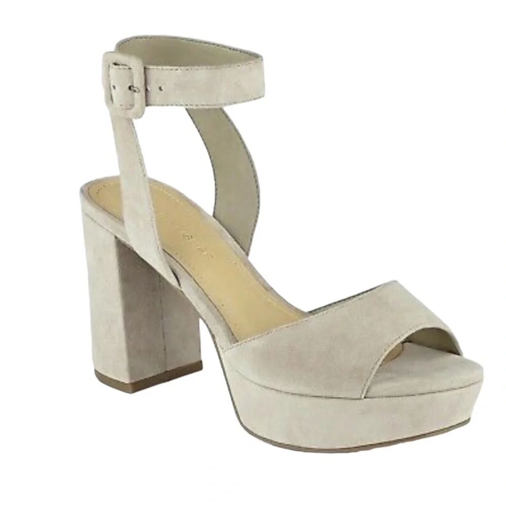 MARC Fisher Suede Taupe Platform Sandals Size 8